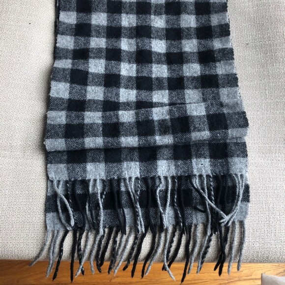 Wool Checkered Grey Warm scarf - Picture 3 of 5